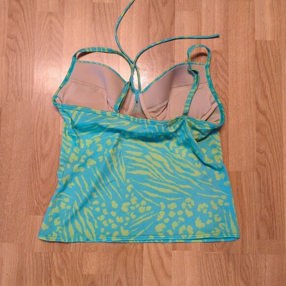 Victorias Secret Push Up Swim Tankini Top Swimsuit Womens 38C Teal Center Tie - Picture 3 of 8